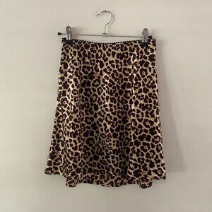 Altar'D State Silky Leopard Print Mini Skirt XS Elastic Waist Boho